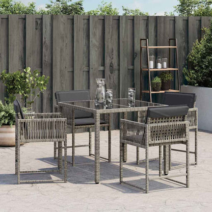 Sedie da Giardino con Cuscini 4pz Grigio in Polyrattan - homemem39