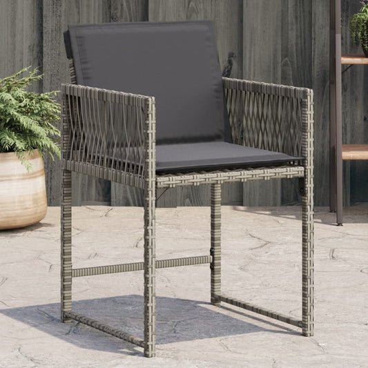 Sedie da Giardino con Cuscini 4pz Grigio in Polyrattan