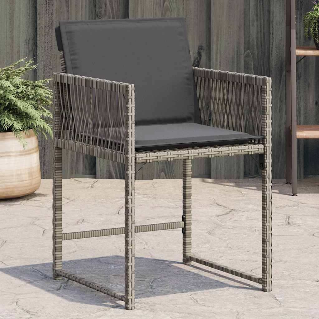 Sedie da Giardino con Cuscini 4pz Grigio in Polyrattan - homemem39