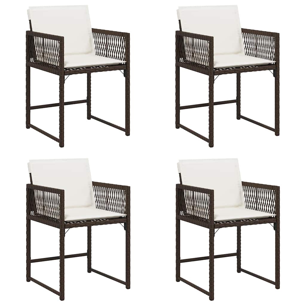 Sedie da Giardino con Cuscini 4 pz Marroni in Polyrattan - homemem39