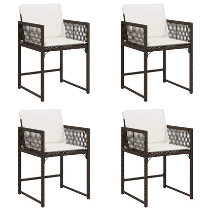 Sedie da Giardino con Cuscini 4 pz Marroni in Polyrattan - homemem39