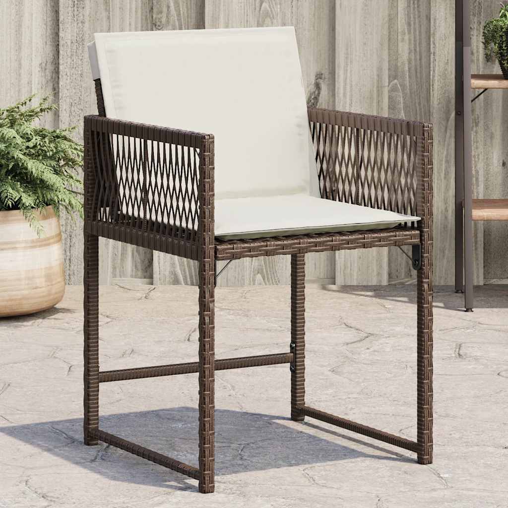 Sedie da Giardino con Cuscini 4 pz Marroni in Polyrattan - homemem39
