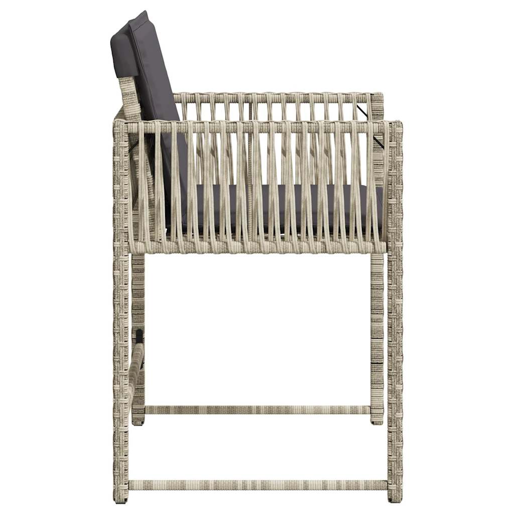 Sedie da Giardino con Cuscini 4 pz Grigio Chiaro in Polyrattan