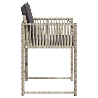 Sedie da Giardino con Cuscini 4 pz Grigio Chiaro in Polyrattan