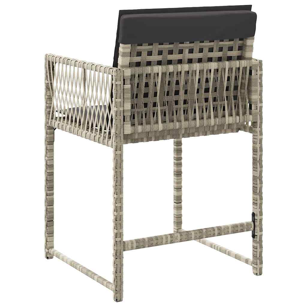 Sedie da Giardino con Cuscini 4 pz Grigio Chiaro in Polyrattan