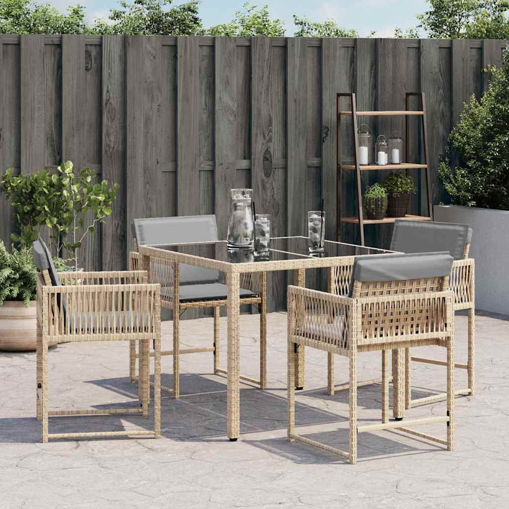 Sedie da Giardino con Cuscini 4 pz Beige Misto in Polyrattan - homemem39