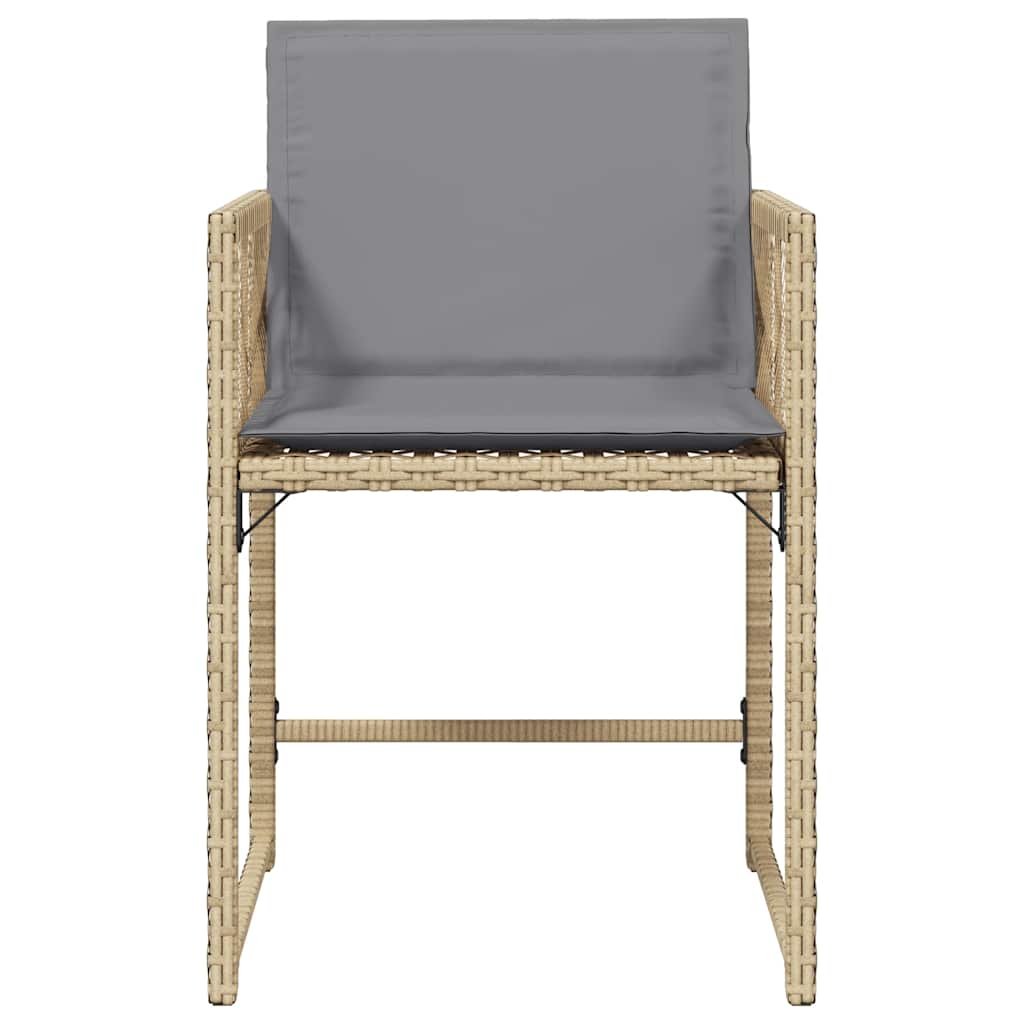 Sedie da Giardino con Cuscini 4 pz Beige Misto in Polyrattan - homemem39