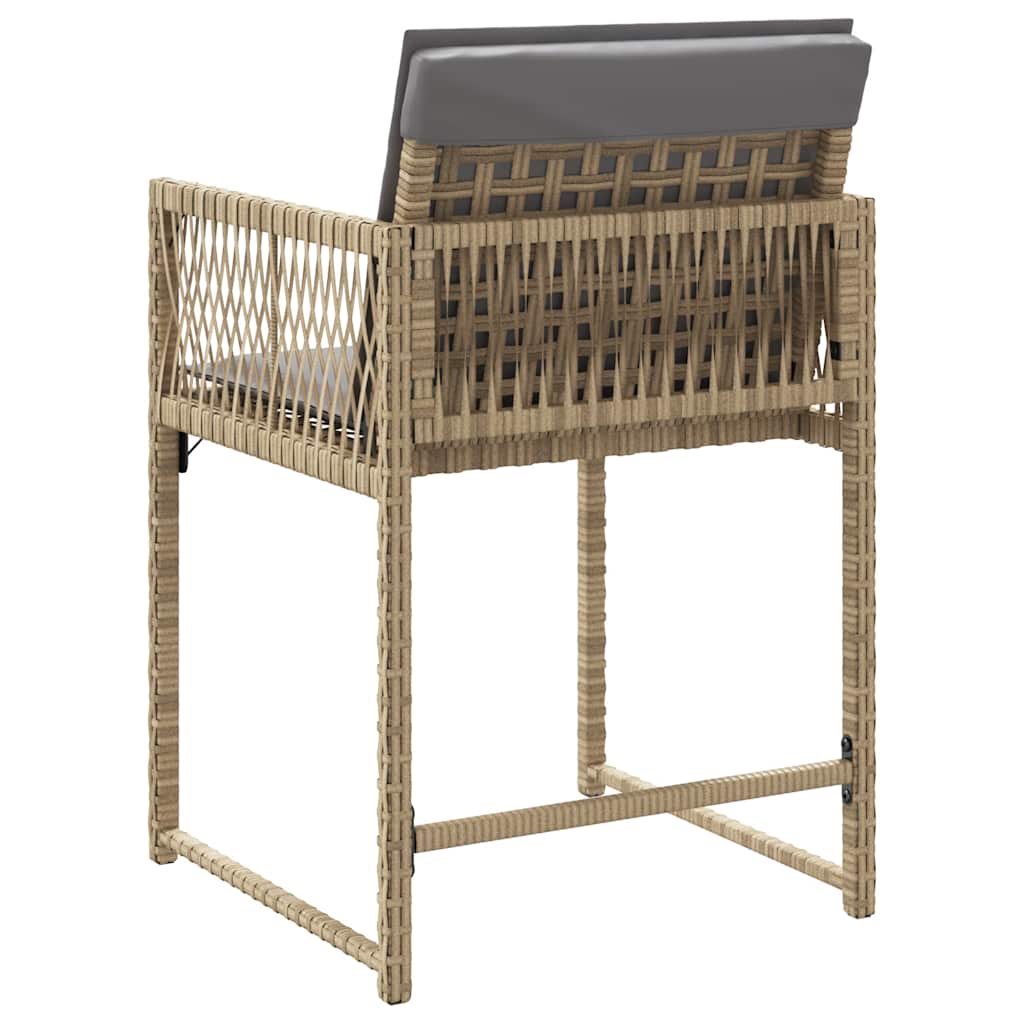 Sedie da Giardino con Cuscini 4 pz Beige Misto in Polyrattan - homemem39
