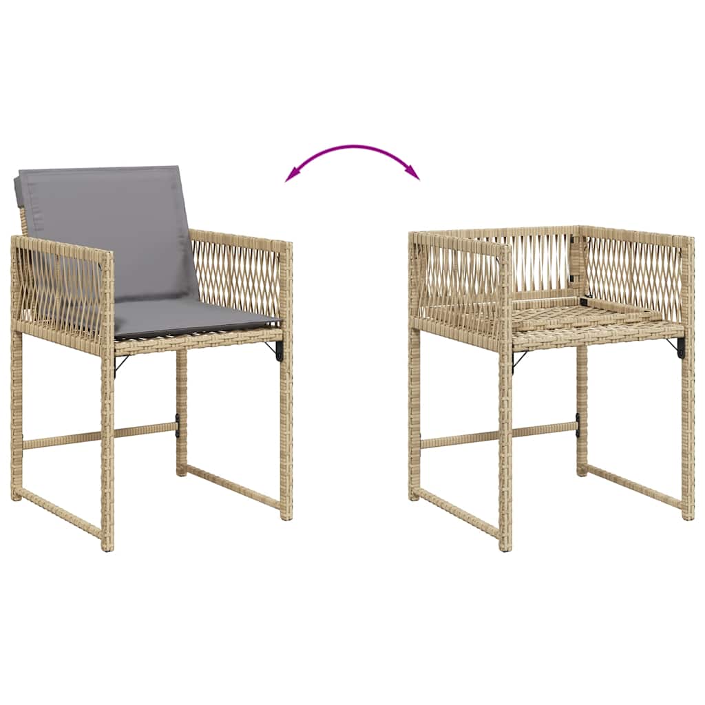 Sedie da Giardino con Cuscini 4 pz Beige Misto in Polyrattan - homemem39