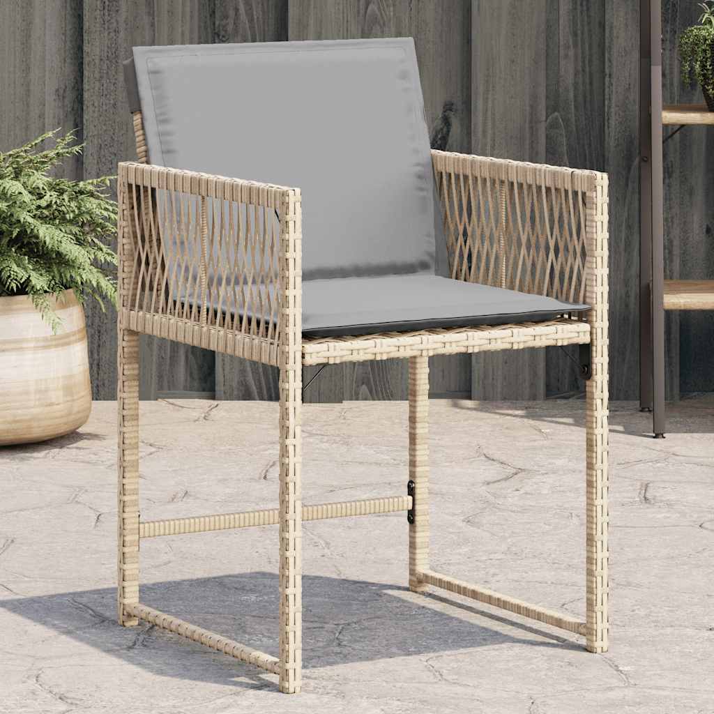 Sedie da Giardino con Cuscini 4 pz Beige Misto in Polyrattan - homemem39