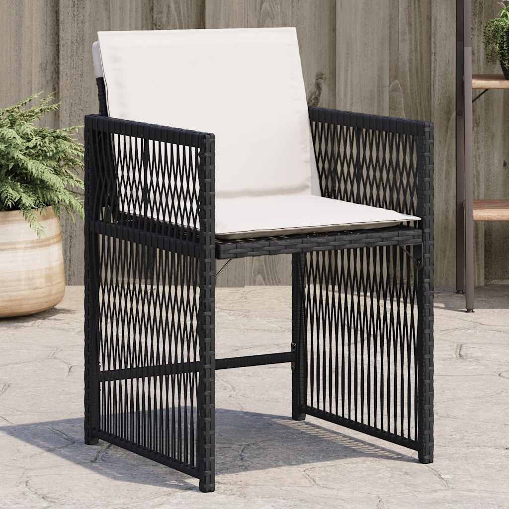Sedie da Giardino con Cuscini 4 pz Nere in Polyrattan - homemem39