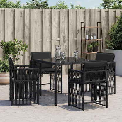 Sedie da Giardino con Cuscini 4 pz Nere in Polyrattan - homemem39