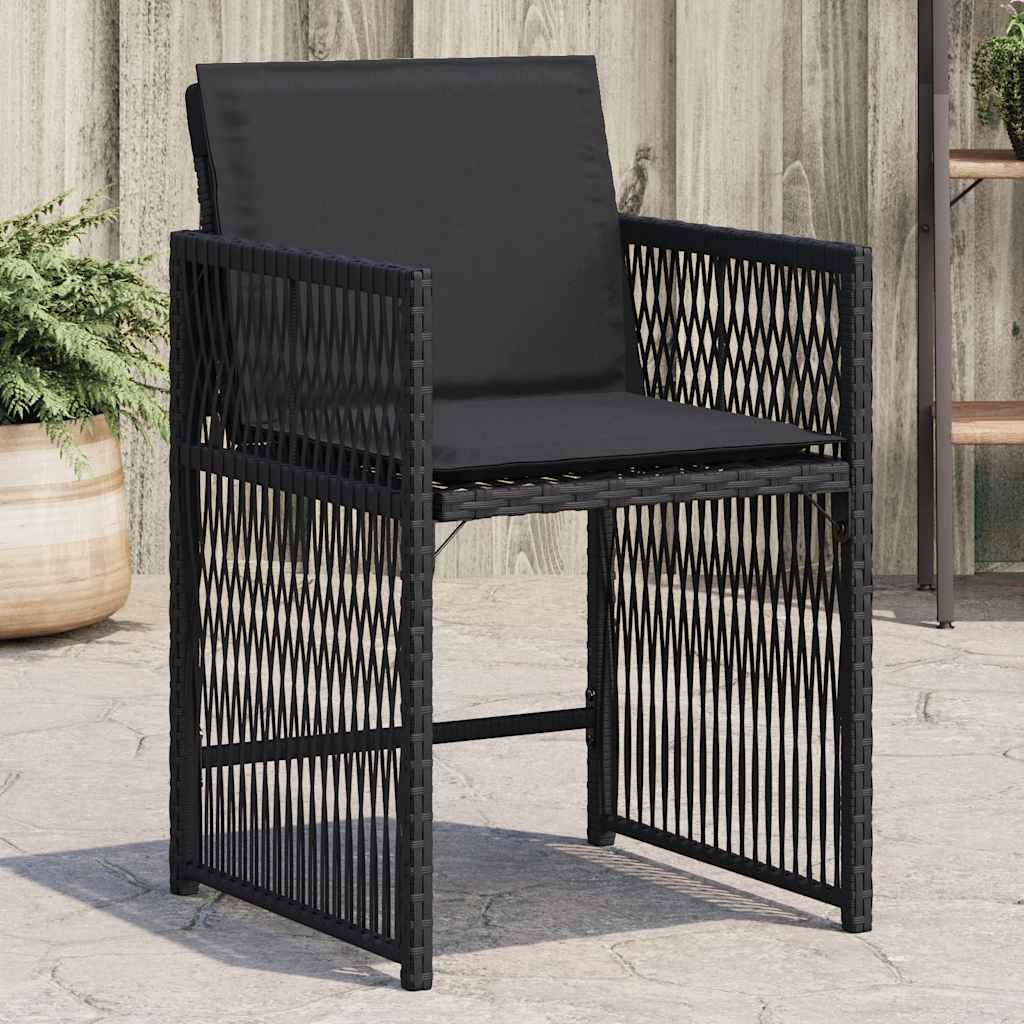 Sedie da Giardino con Cuscini 4 pz Nere in Polyrattan - homemem39