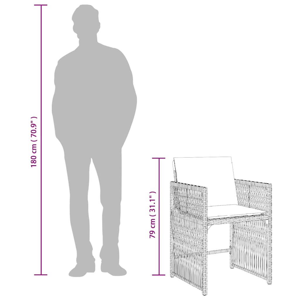 Sedie da Giardino con Cuscini 4pz Grigio in Polyrattan - homemem39