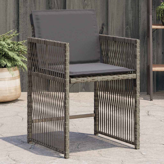 Sedie da Giardino con Cuscini 4pz Grigio in Polyrattan | homemem39