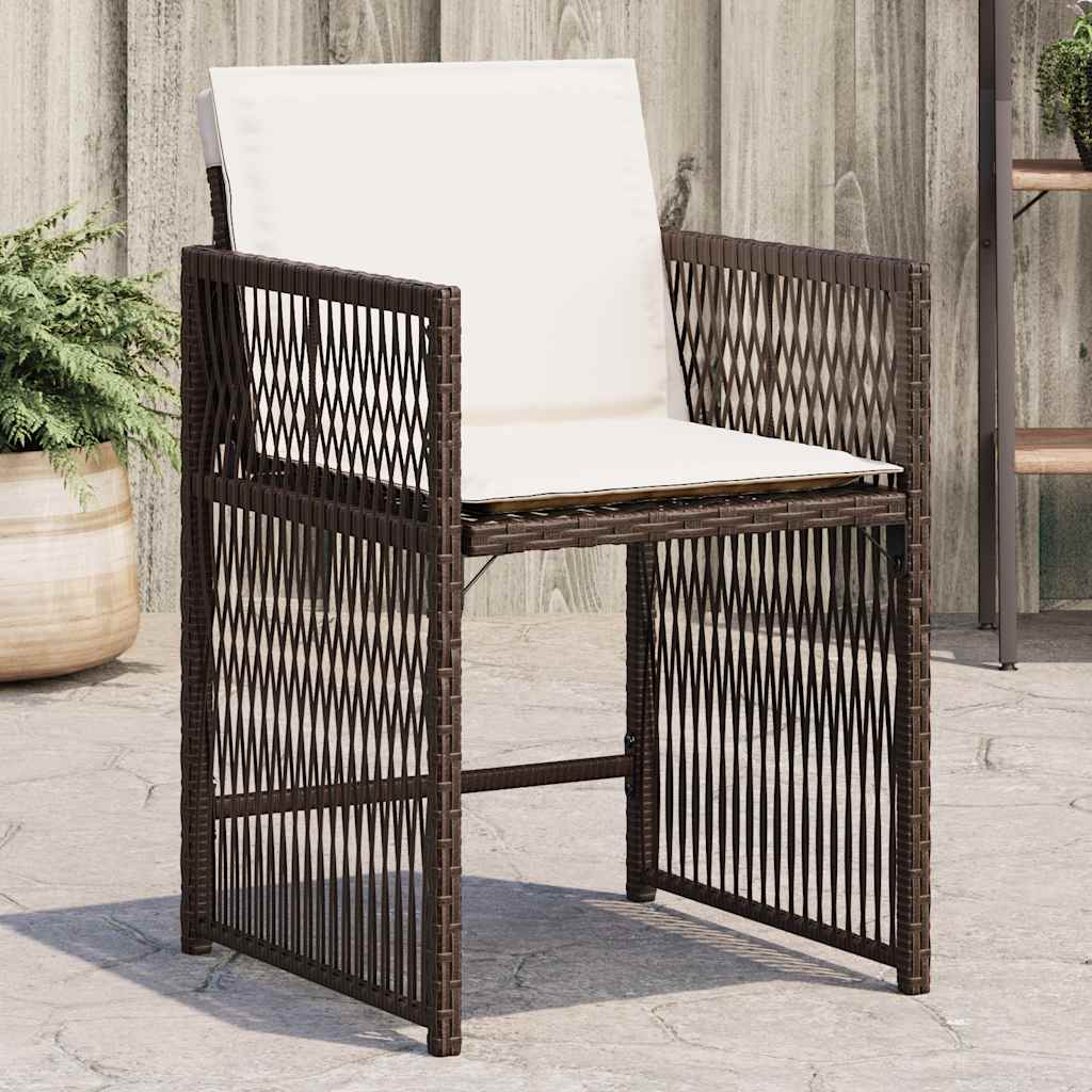 Sedie da Giardino con Cuscini 4 pz Marroni in Polyrattan - homemem39