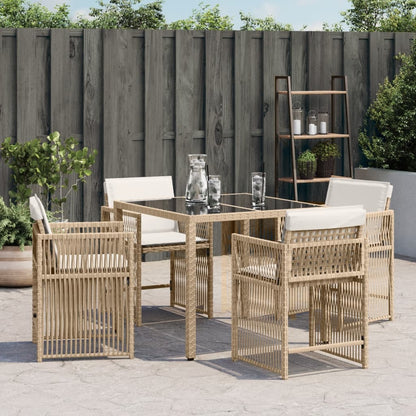Sedie da Giardino con Cuscini 4 pz Beige in Polyrattan