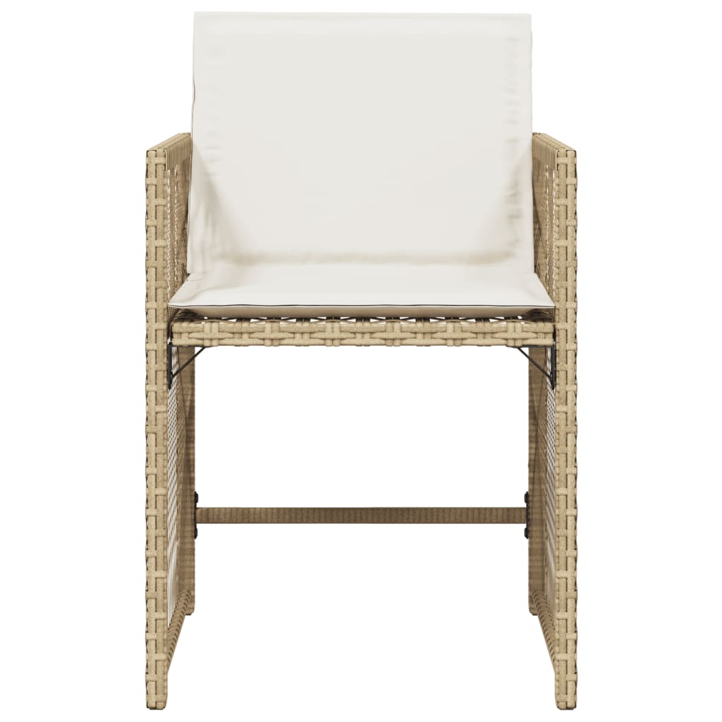 Sedie da Giardino con Cuscini 4 pz Beige in Polyrattan