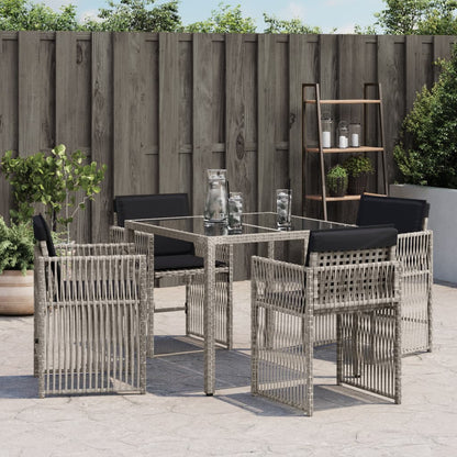 Sedie da Giardino con Cuscini 4 pz Grigio Chiaro in Polyrattan