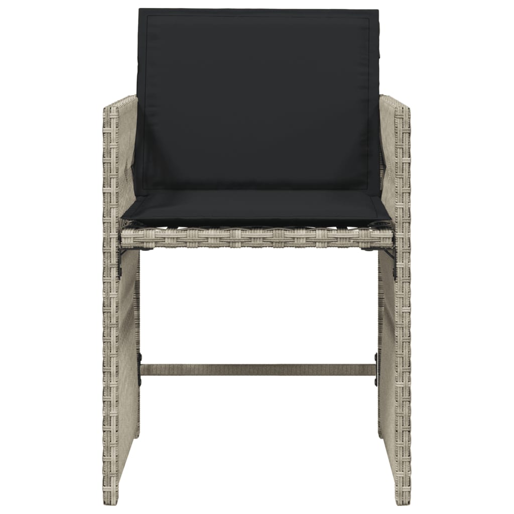 Sedie da Giardino con Cuscini 4 pz Grigio Chiaro in Polyrattan