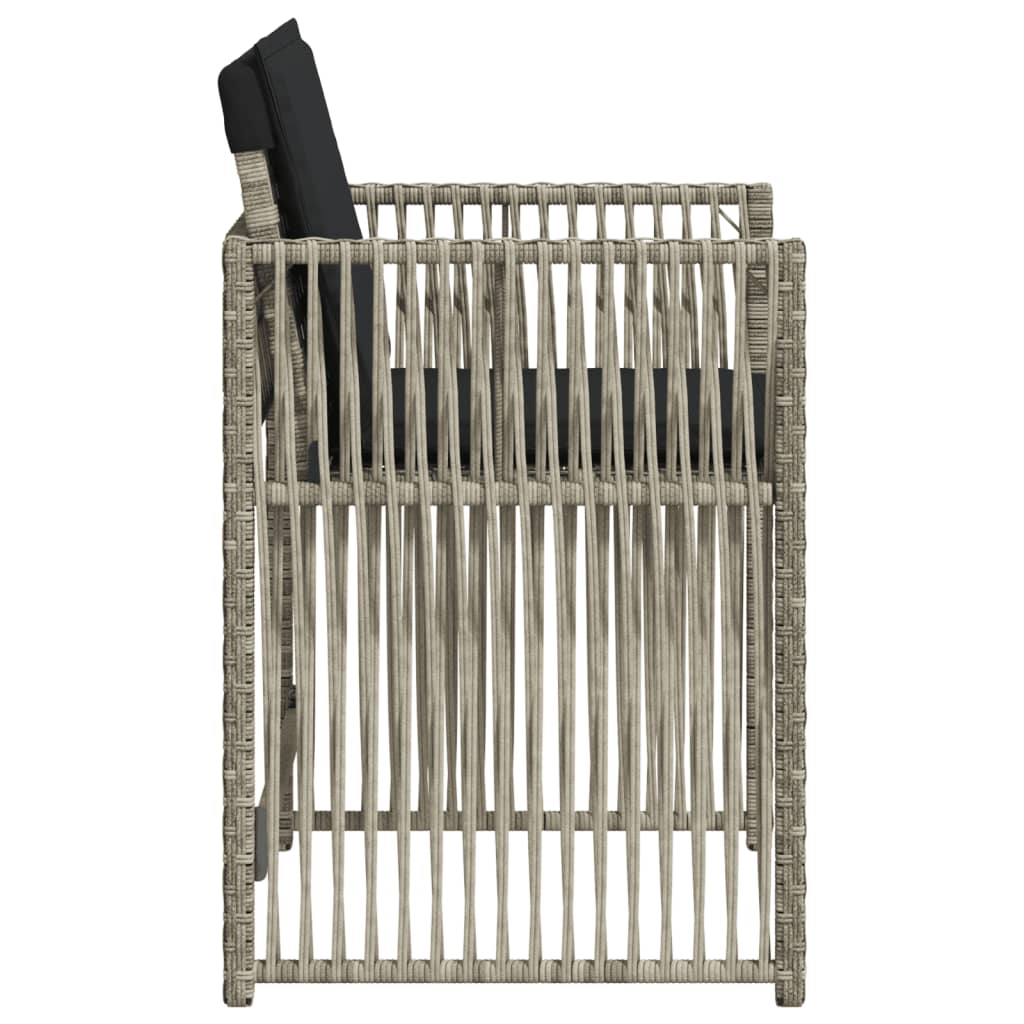 Sedie da Giardino con Cuscini 4 pz Grigio Chiaro in Polyrattan