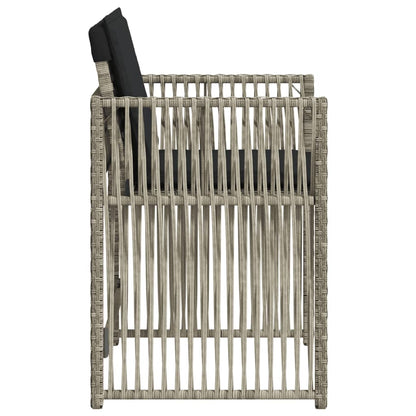 Sedie da Giardino con Cuscini 4 pz Grigio Chiaro in Polyrattan