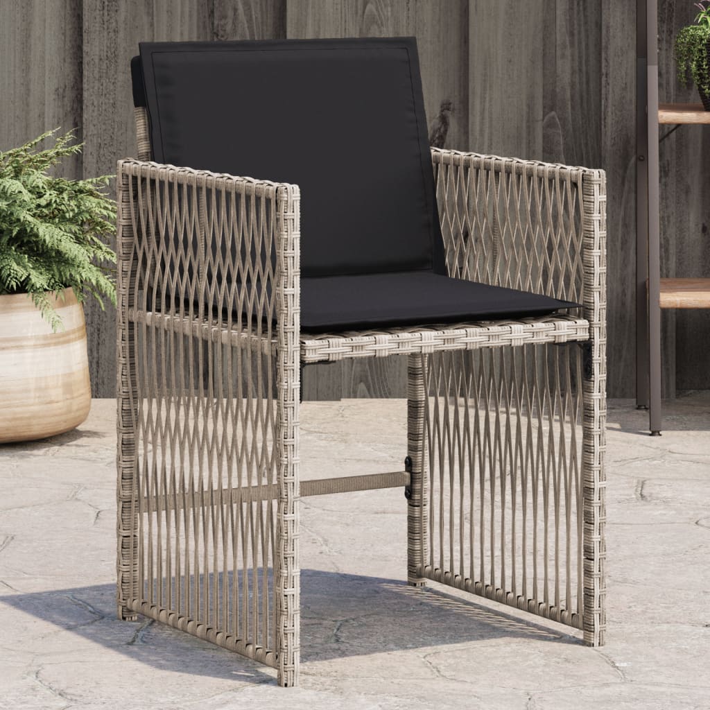 Sedie da Giardino con Cuscini 4 pz Grigio Chiaro in Polyrattan