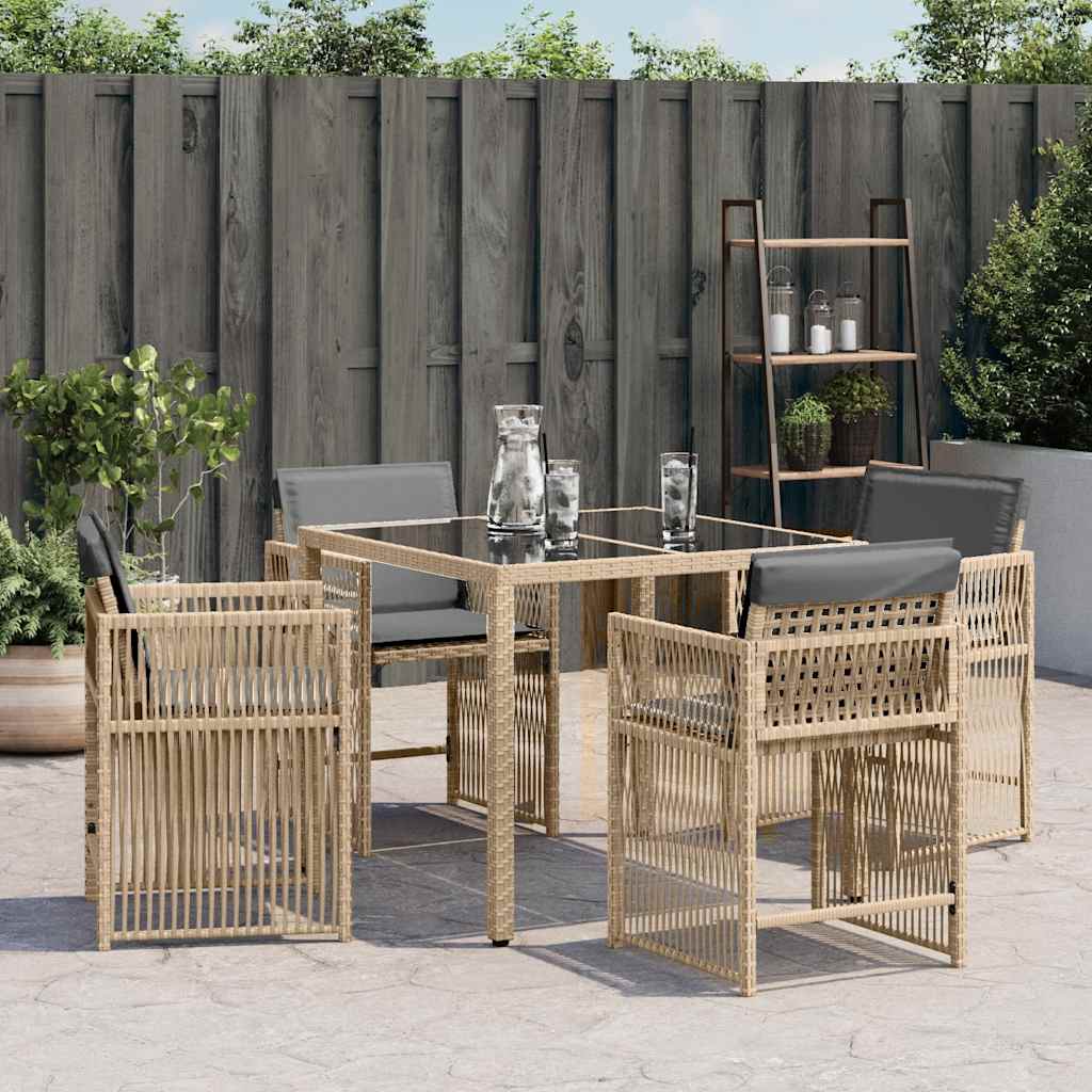 Sedie da Giardino con Cuscini 4 pz Beige Misto in Polyrattan - homemem39