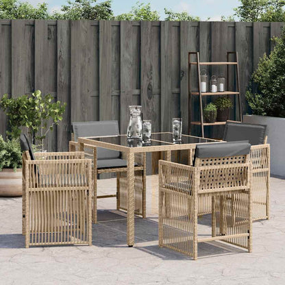 Sedie da Giardino con Cuscini 4 pz Beige Misto in Polyrattan - homemem39