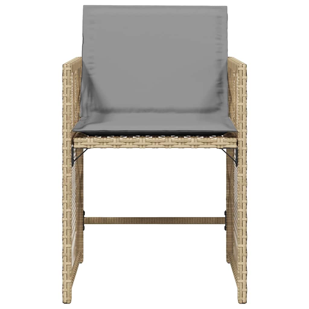 Sedie da Giardino con Cuscini 4 pz Beige Misto in Polyrattan - homemem39