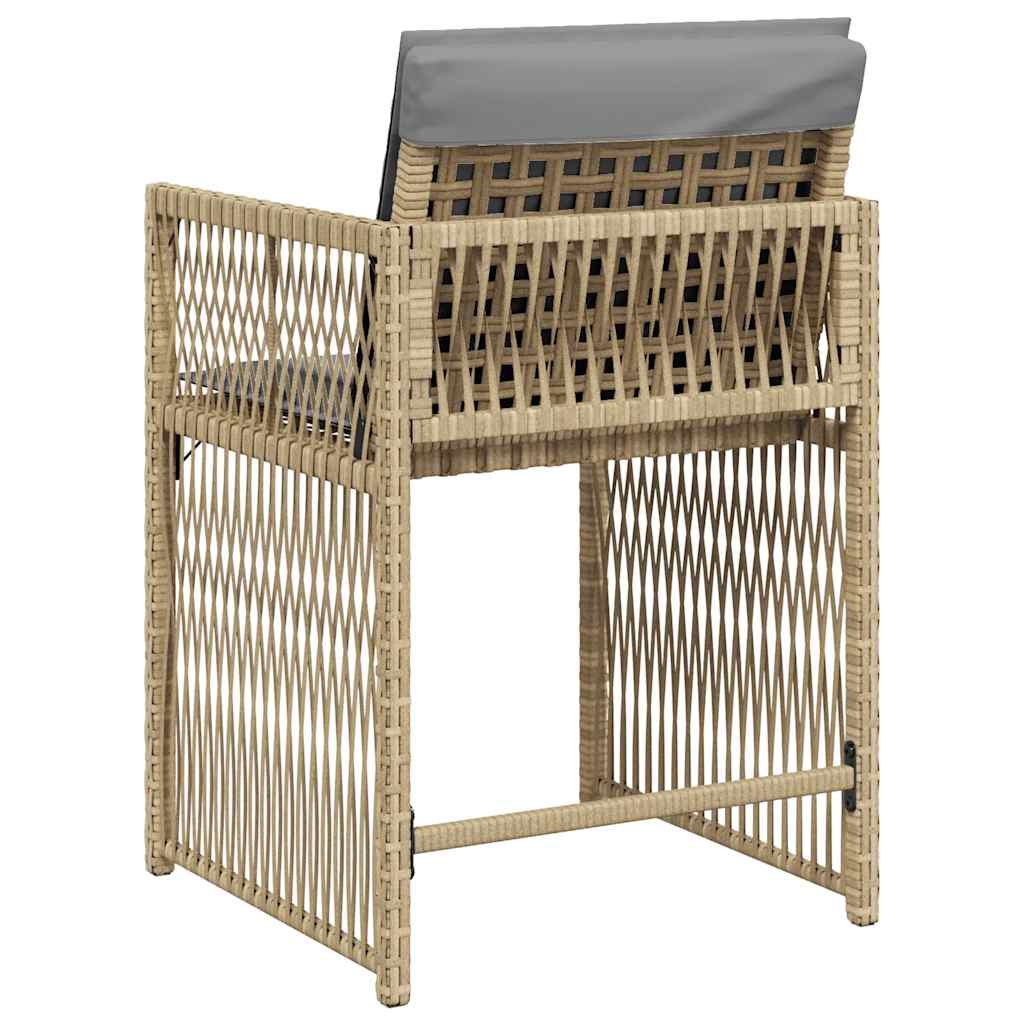 Sedie da Giardino con Cuscini 4 pz Beige Misto in Polyrattan - homemem39