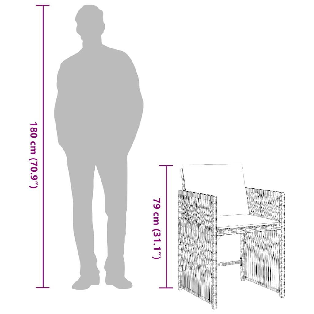 Sedie da Giardino con Cuscini 4 pz Beige Misto in Polyrattan - homemem39