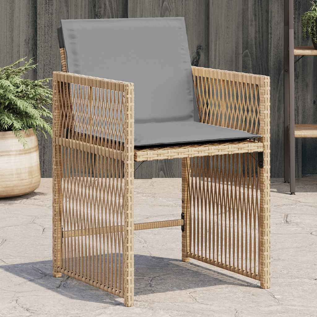 Sedie da Giardino con Cuscini 4 pz Beige Misto in Polyrattan - homemem39