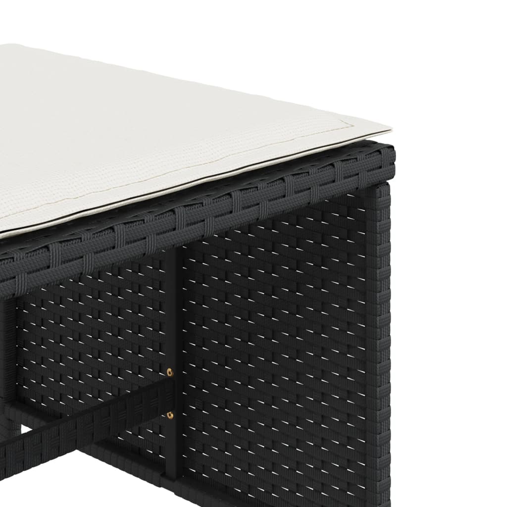 Sgabelli da Giardino con Cuscini 4pz Neri 41x41x36cm Polyrattan - homemem39