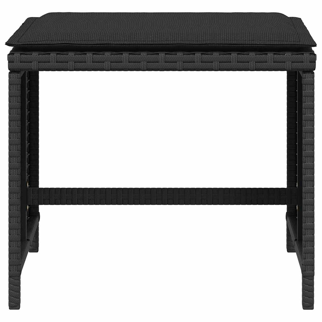 Sgabelli da Giardino con Cuscini 4pz Neri 41x41x36cm Polyrattan | homemem39