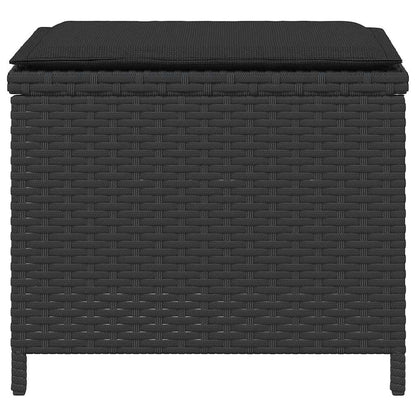 Sgabelli da Giardino con Cuscini 4pz Neri 41x41x36cm Polyrattan | homemem39