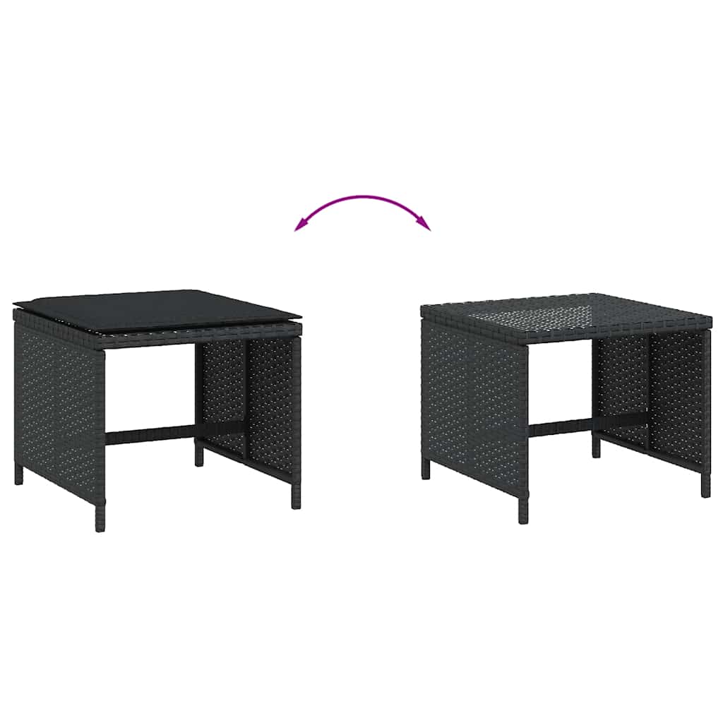 Sgabelli da Giardino con Cuscini 4pz Neri 41x41x36cm Polyrattan | homemem39