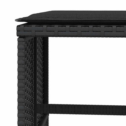 Sgabelli da Giardino con Cuscini 4pz Neri 41x41x36cm Polyrattan | homemem39