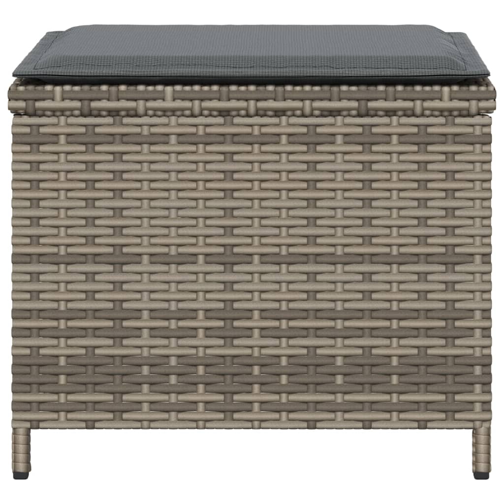 Sgabelli Giardino con Cuscini 4pz Grigi 41x41x36cm Polyrattan