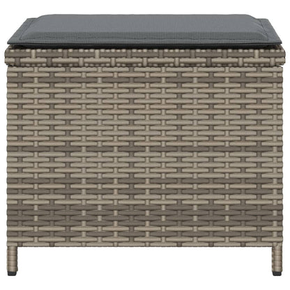 Sgabelli Giardino con Cuscini 4pz Grigi 41x41x36cm Polyrattan