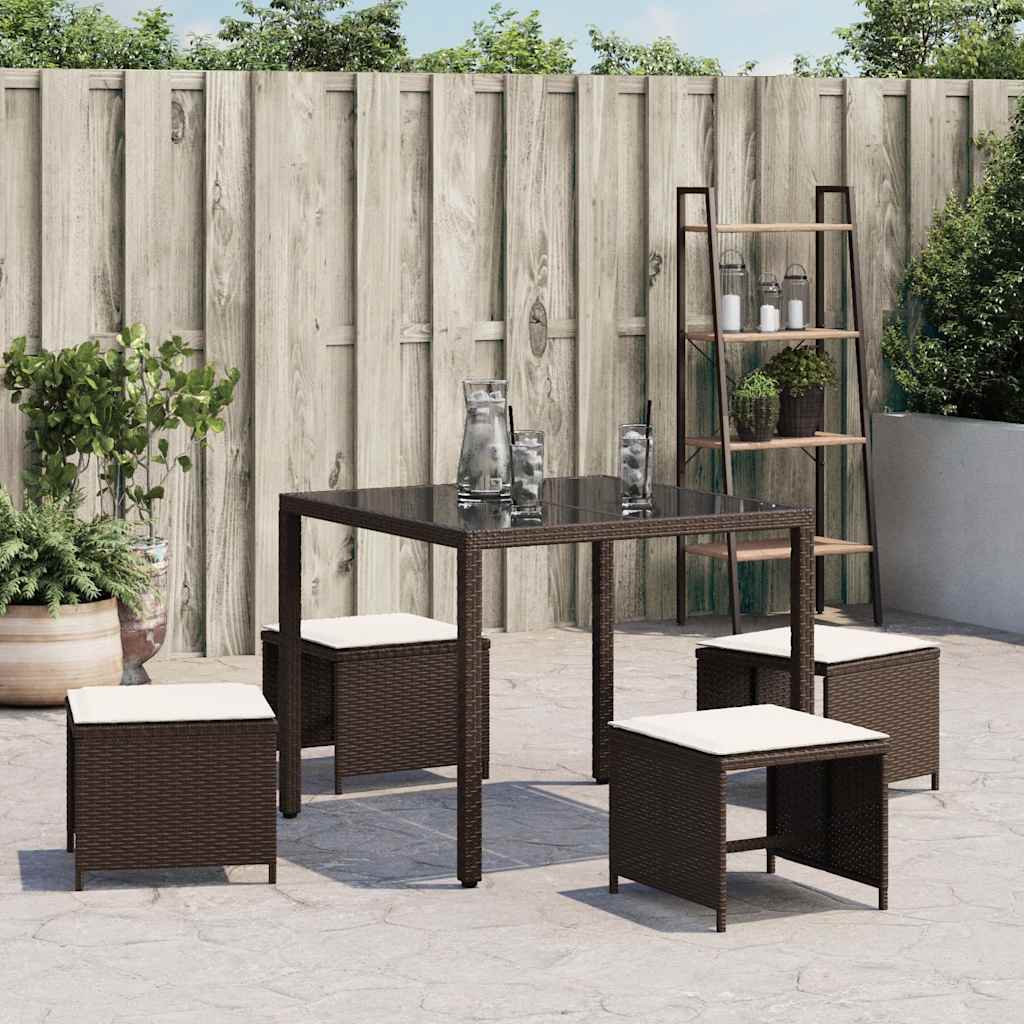 Sgabelli Giardino con Cuscini 4pz Marroni 41x41x36cm Polyrattan - homemem39