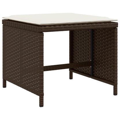 Sgabelli Giardino con Cuscini 4pz Marroni 41x41x36cm Polyrattan