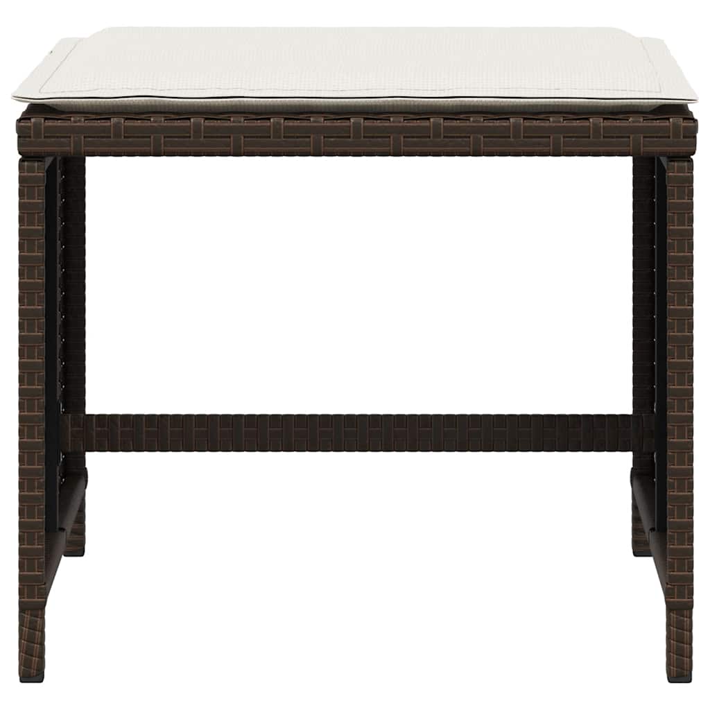 Sgabelli Giardino con Cuscini 4pz Marroni 41x41x36cm Polyrattan - homemem39