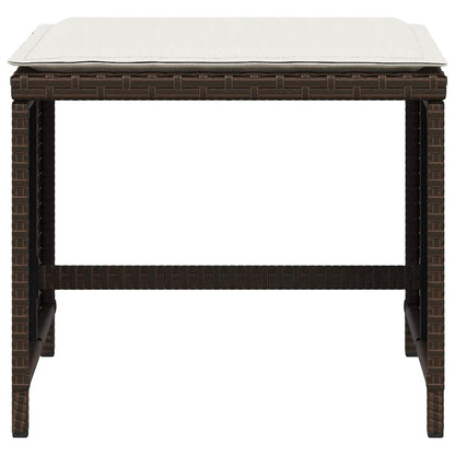 Sgabelli Giardino con Cuscini 4pz Marroni 41x41x36cm Polyrattan - homemem39