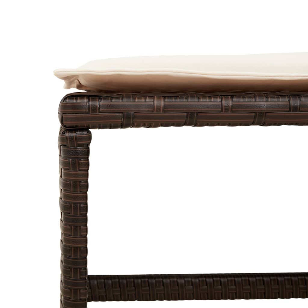 Sgabelli Giardino con Cuscini 4pz Marroni 41x41x36cm Polyrattan