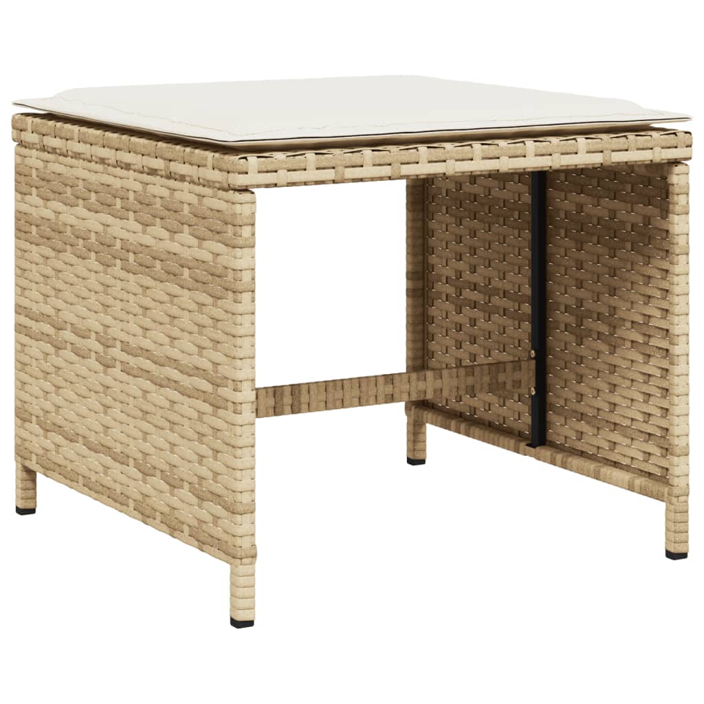 Sgabelli Giardino con Cuscini 4pz Beige 41x41x36cm Polyrattan