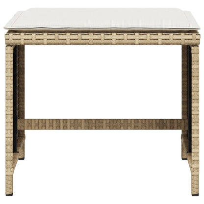 Sgabelli Giardino con Cuscini 4pz Beige 41x41x36cm Polyrattan