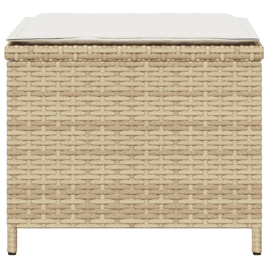 Sgabelli Giardino con Cuscini 4pz Beige 41x41x36cm Polyrattan