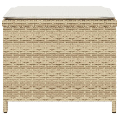 Sgabelli Giardino con Cuscini 4pz Beige 41x41x36cm Polyrattan