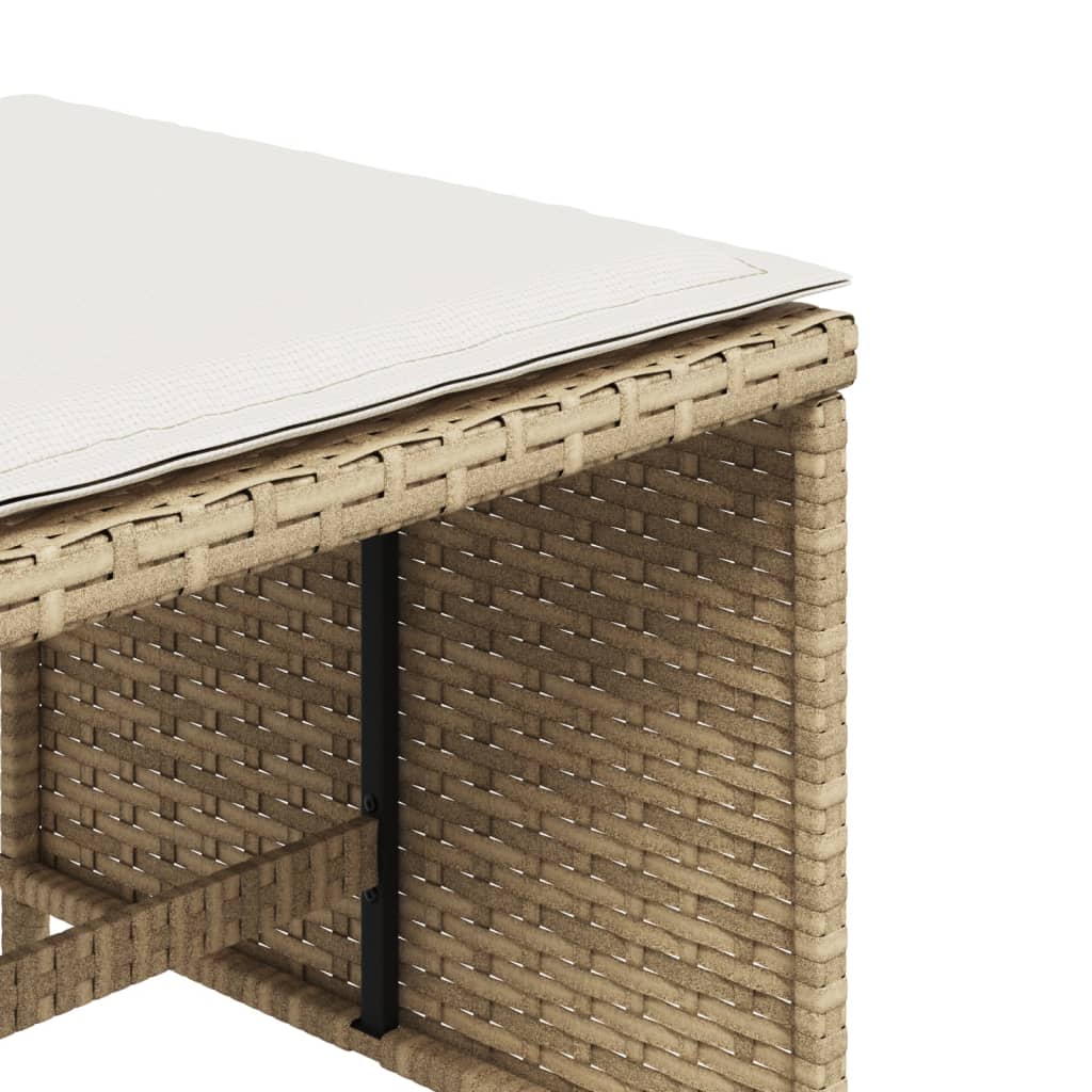 Sgabelli Giardino con Cuscini 4pz Beige 41x41x36cm Polyrattan